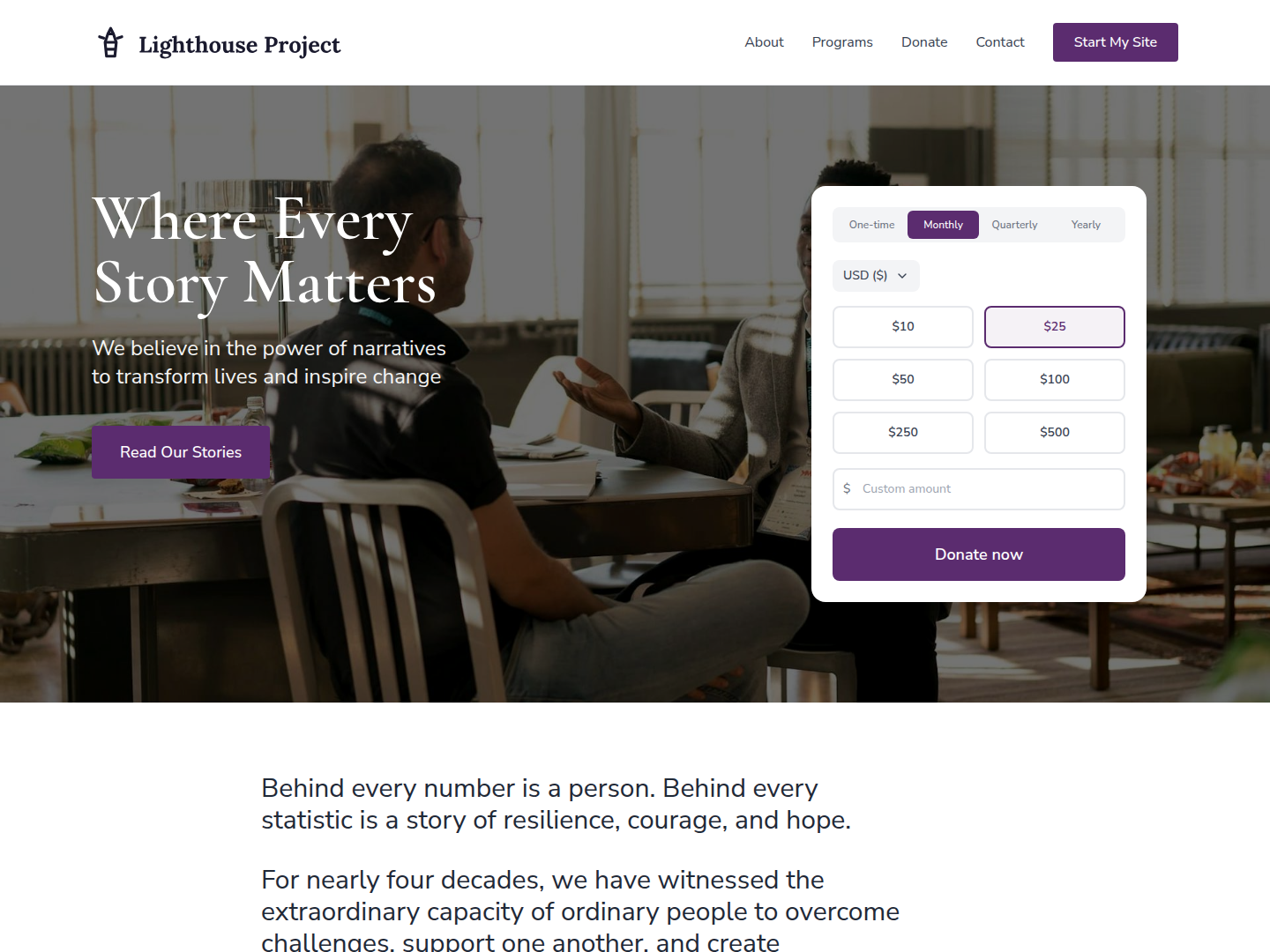Storytelling template preview